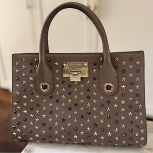 JIMMY CHOO - Riley Mini Star Studded Leather Tote Crossbody in Musk. With Tags.